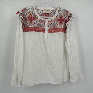 Savanna Jane Women Boho Embroidered Top Size 2X White Festival Southwestern Chic